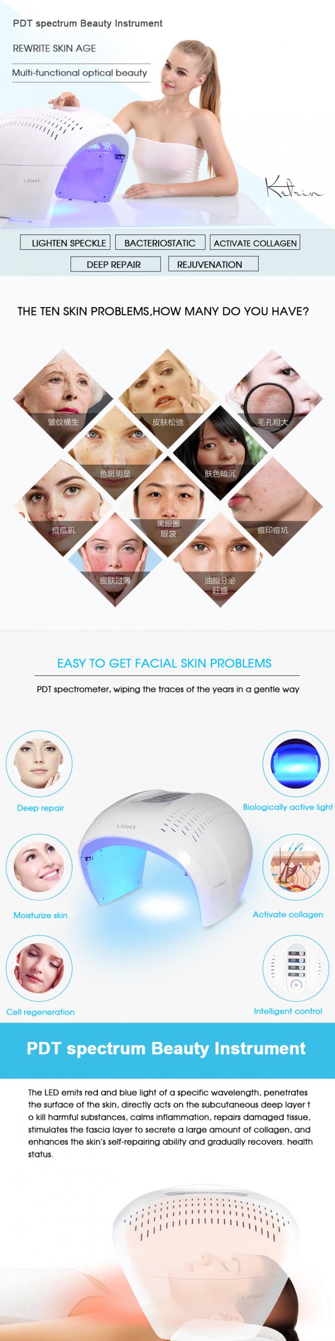 Anti Oxidation LED Light Therapy Face Mask , Professional Led Light Therapy Devices