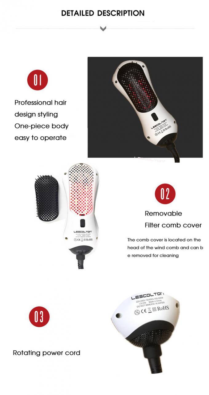 Styling Tools Mini Home Hair Straightener , Infrared Hot Air Paddle Brush Comb