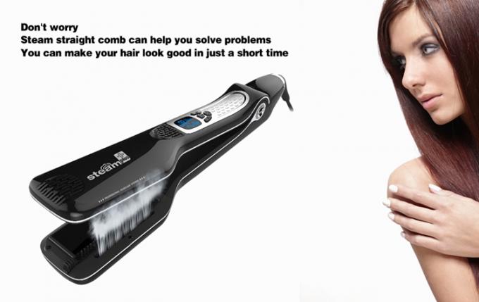 Portable Home Hair Straightener , Electric Ion Titanium Ceramic Flat Iron Hair Steam Brush