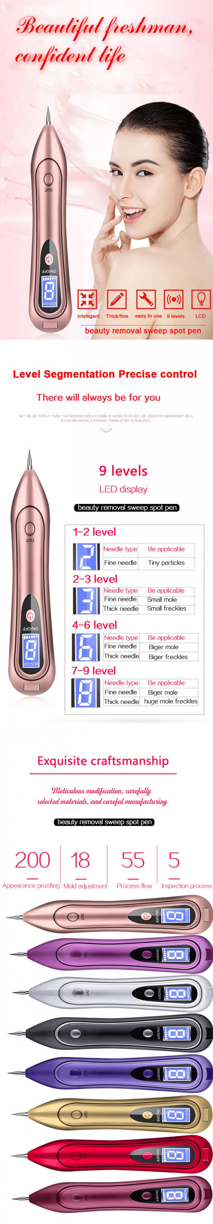 Laser Spot Tattoo Freckle Removal Pen Portable LCD Skin Care Tool Kits