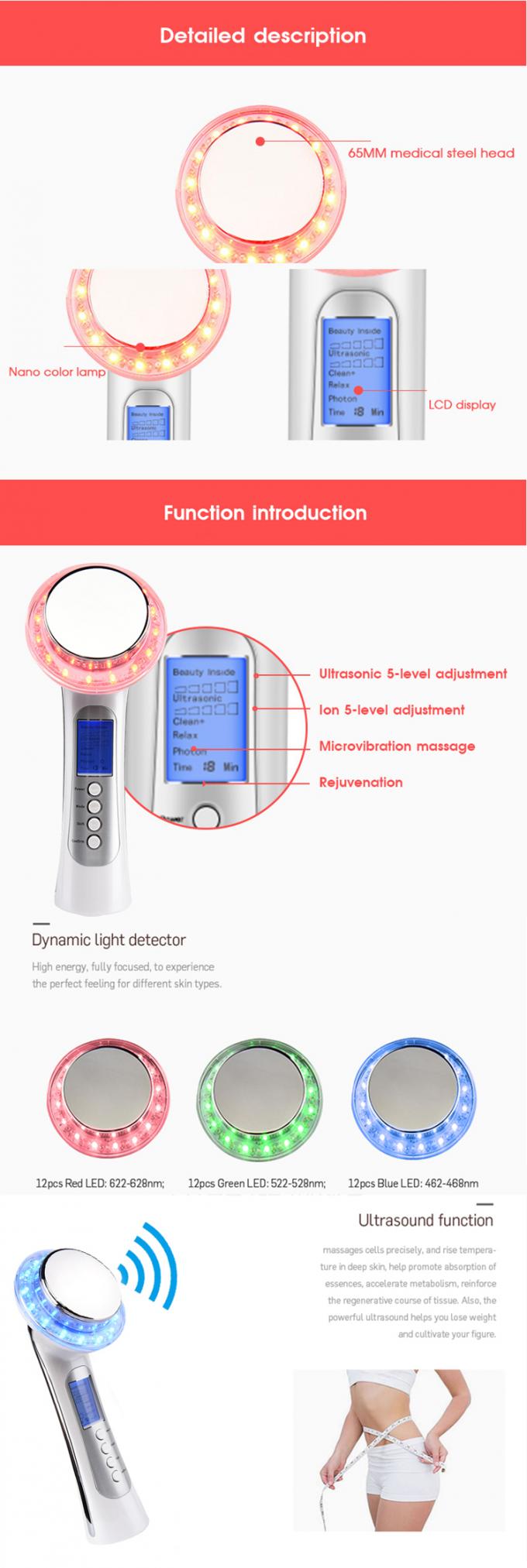 Photon Ultrasonic Ion Face Beauty Stimulator , Ultrasonic Face & Body Massager