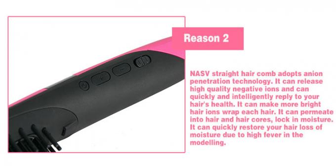 Ceramic Electric Home Hair Straightener Comb Brush With PTC Heating Plate
