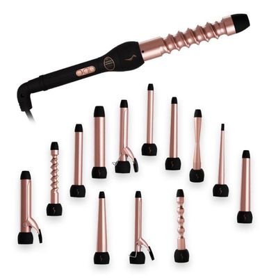 Rose Gold Hair Styling Curling Iron Interchangeable Hair Curler Set