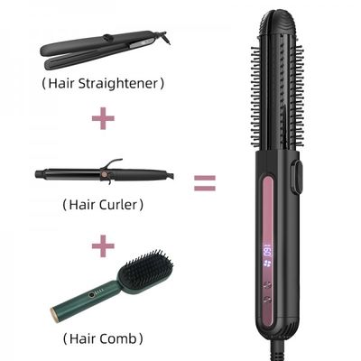 3-in-1 Hair Straightener Curling Iron Ionic Ceramic Hot Brush Styler Hair Straightening Tools Styling Salon